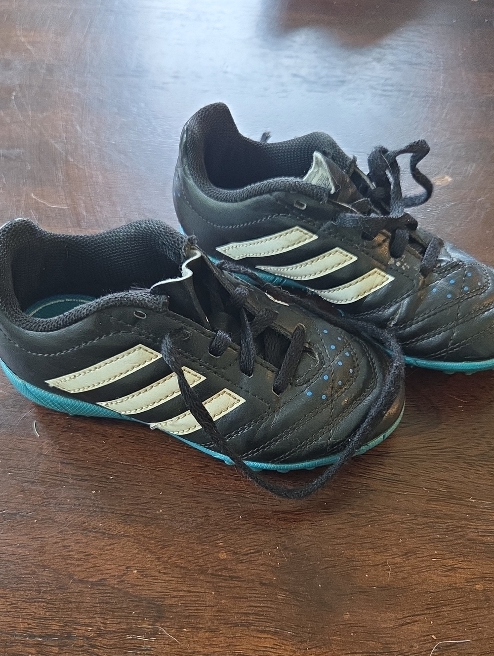 Kids Black And Teal Adidas Indoor Soccer Cleats